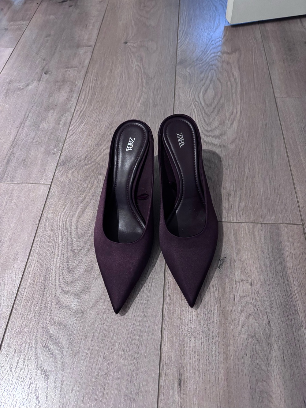 Zara Brown Pointed-Toe Slip-On Mules